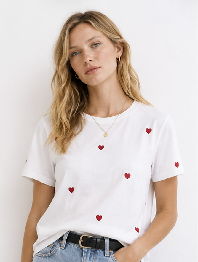 White Hearted T-shirt - Size M