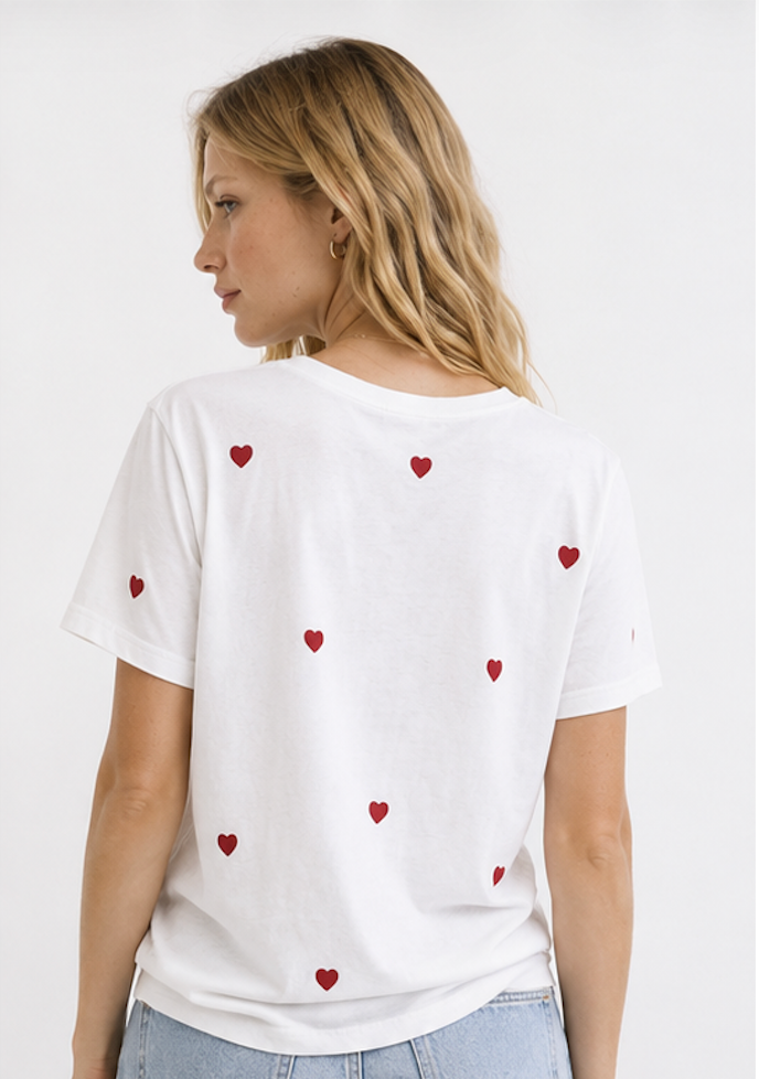 White Hearted T-shirt - Size M