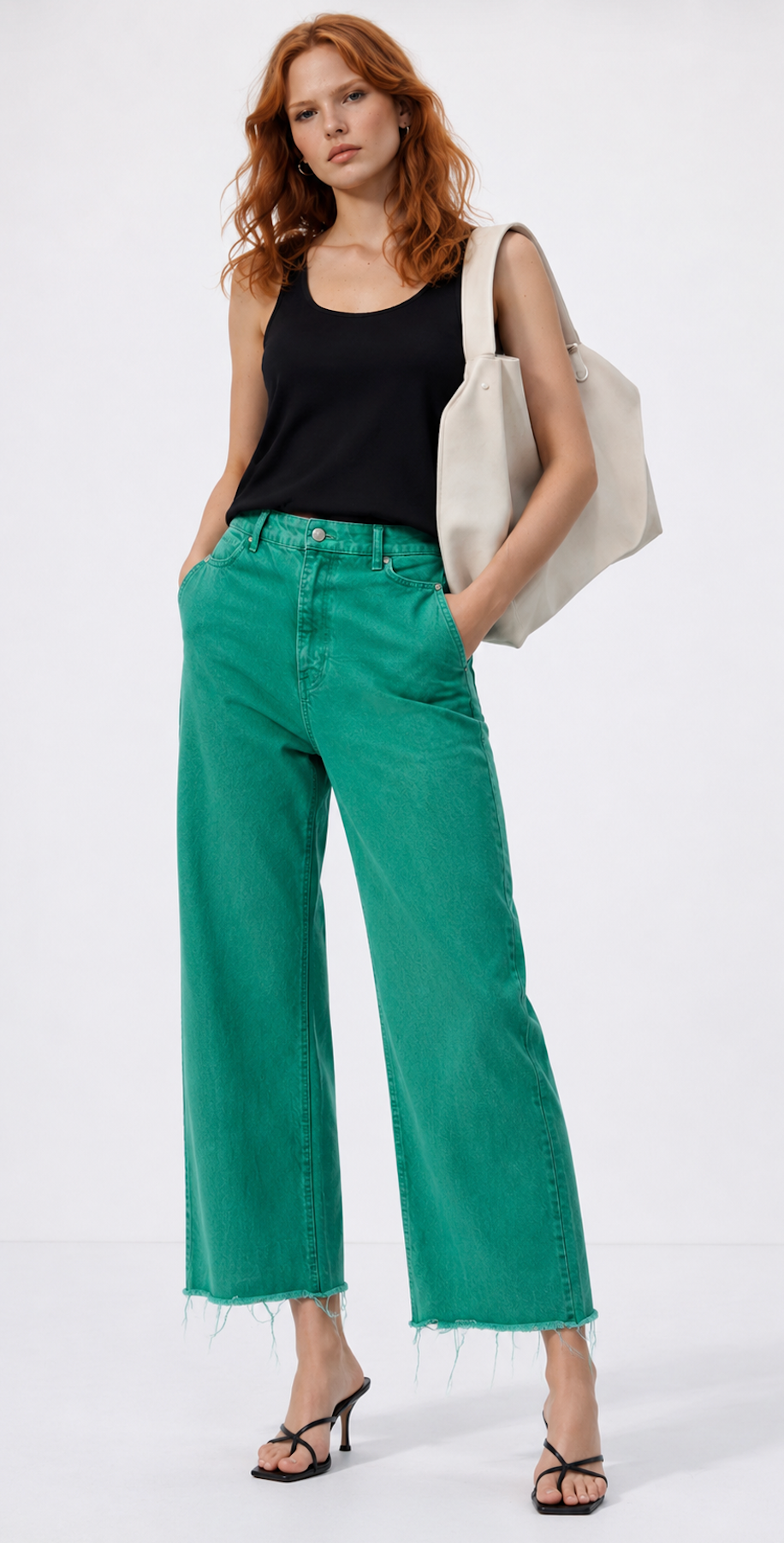 Green Denim Jeans, ZARA - Size EU 38