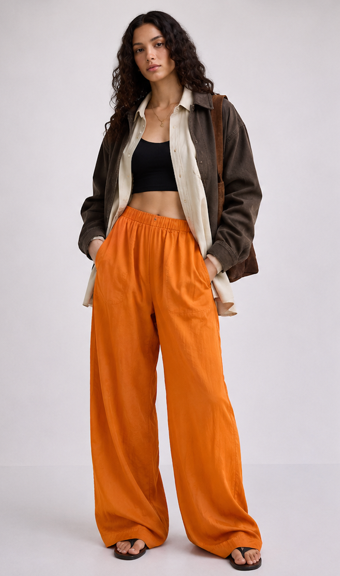 Orange satin Pants, Gestuz - Size 34