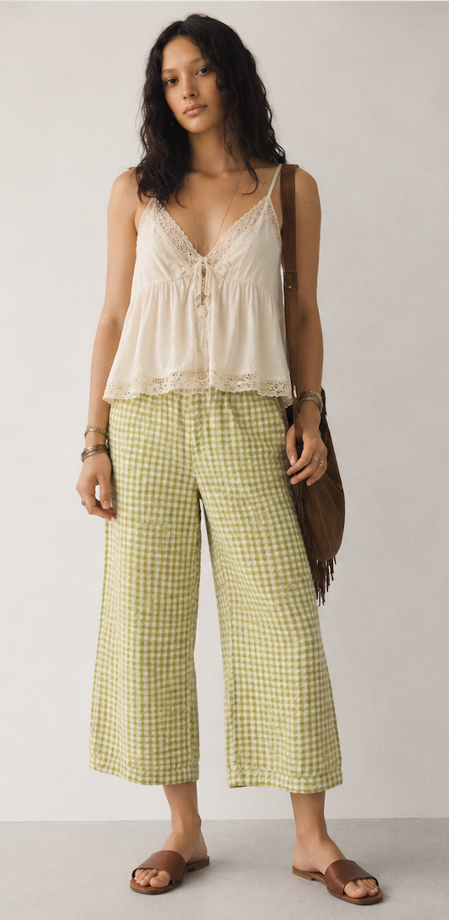Checkered Cotton pants, Monki - Size XS
