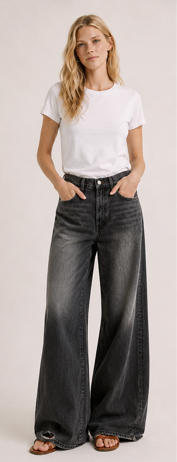 Wide Denim jeans, Design by SI - Size S