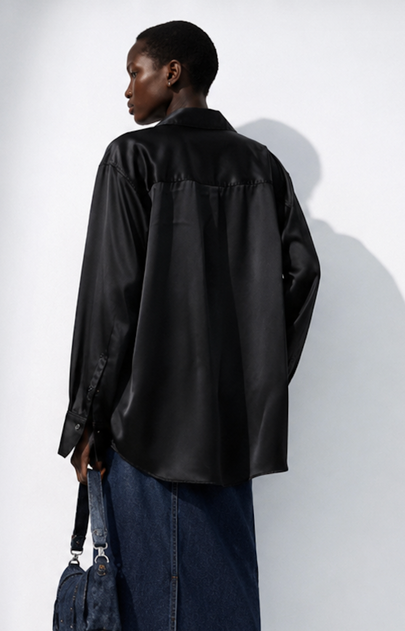 Oversize sating shirt, H&M - Size EU M