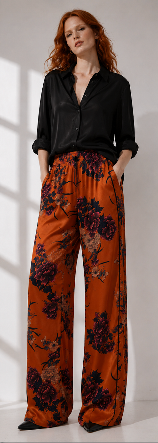 Orange Sating pants, NEO NOIR - size XS