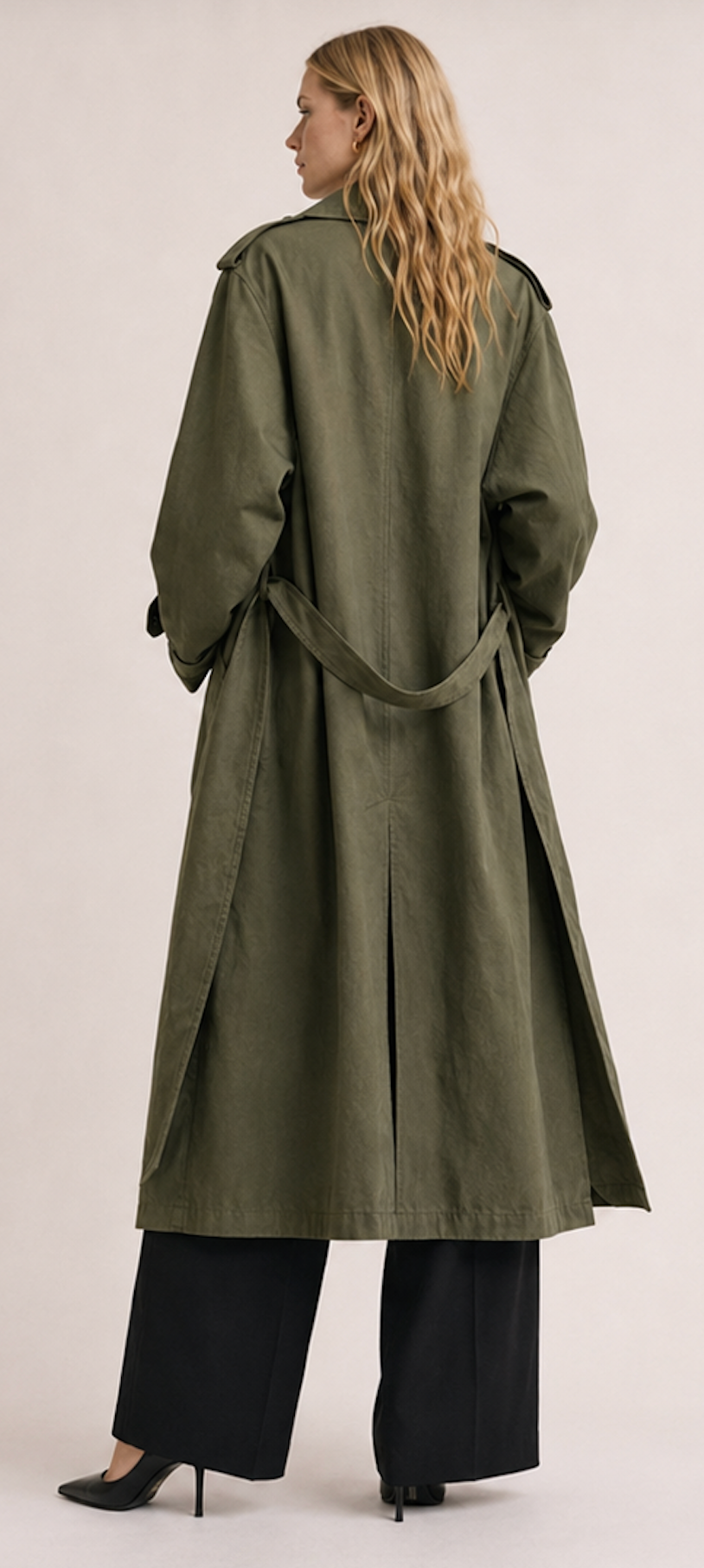 Olive Green Cotton Coat, Uniqlo - Size 34