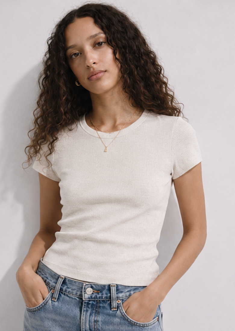 Light Grey Ribbed T-Shirt, H&M – Size XXS