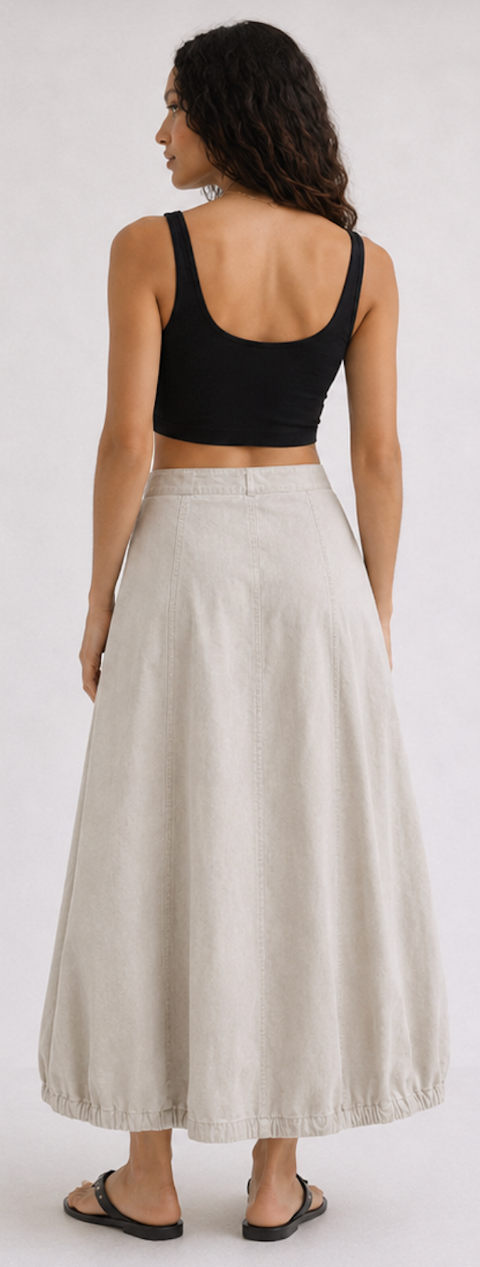 Beige Balloon Hem Midi Skirt, B.YOUNG – Size 36