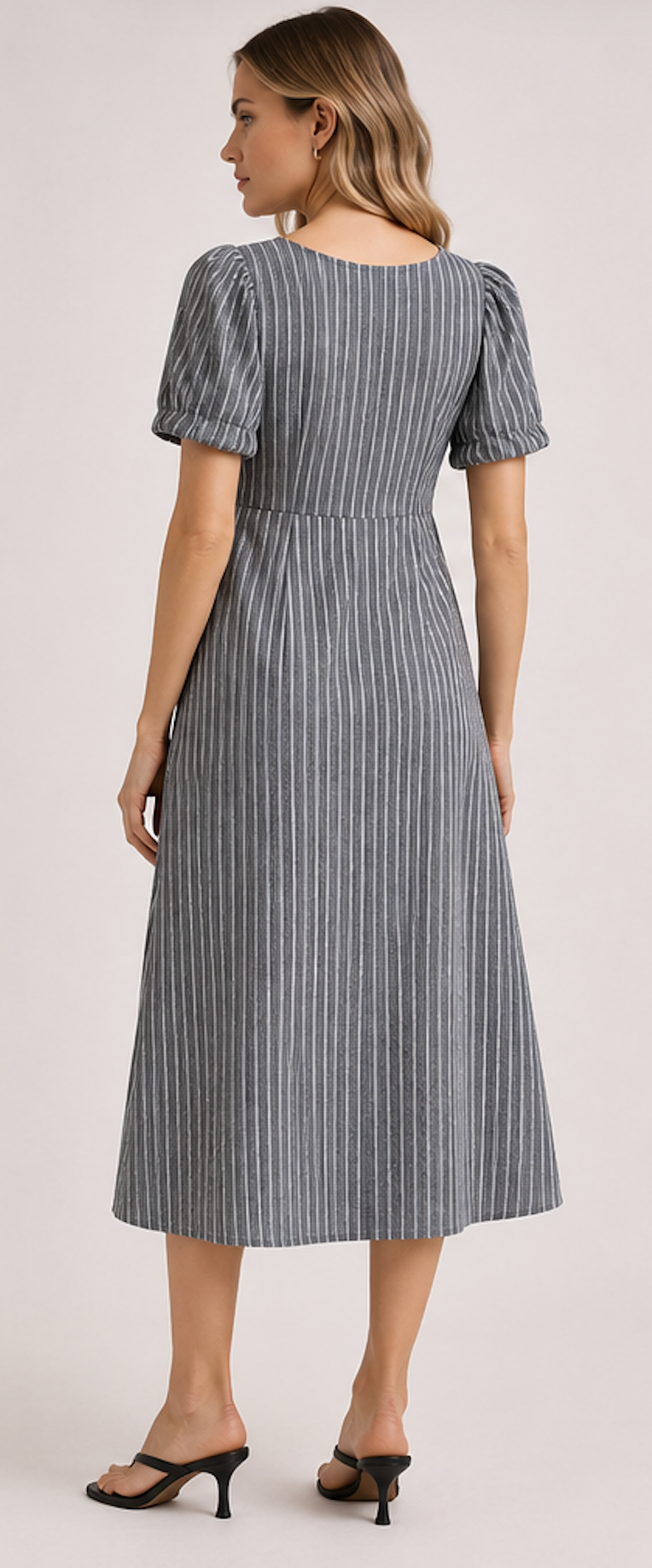 Grey-and-white striped linen Dress, Hemingway Linen by Noa Noa – Size M
