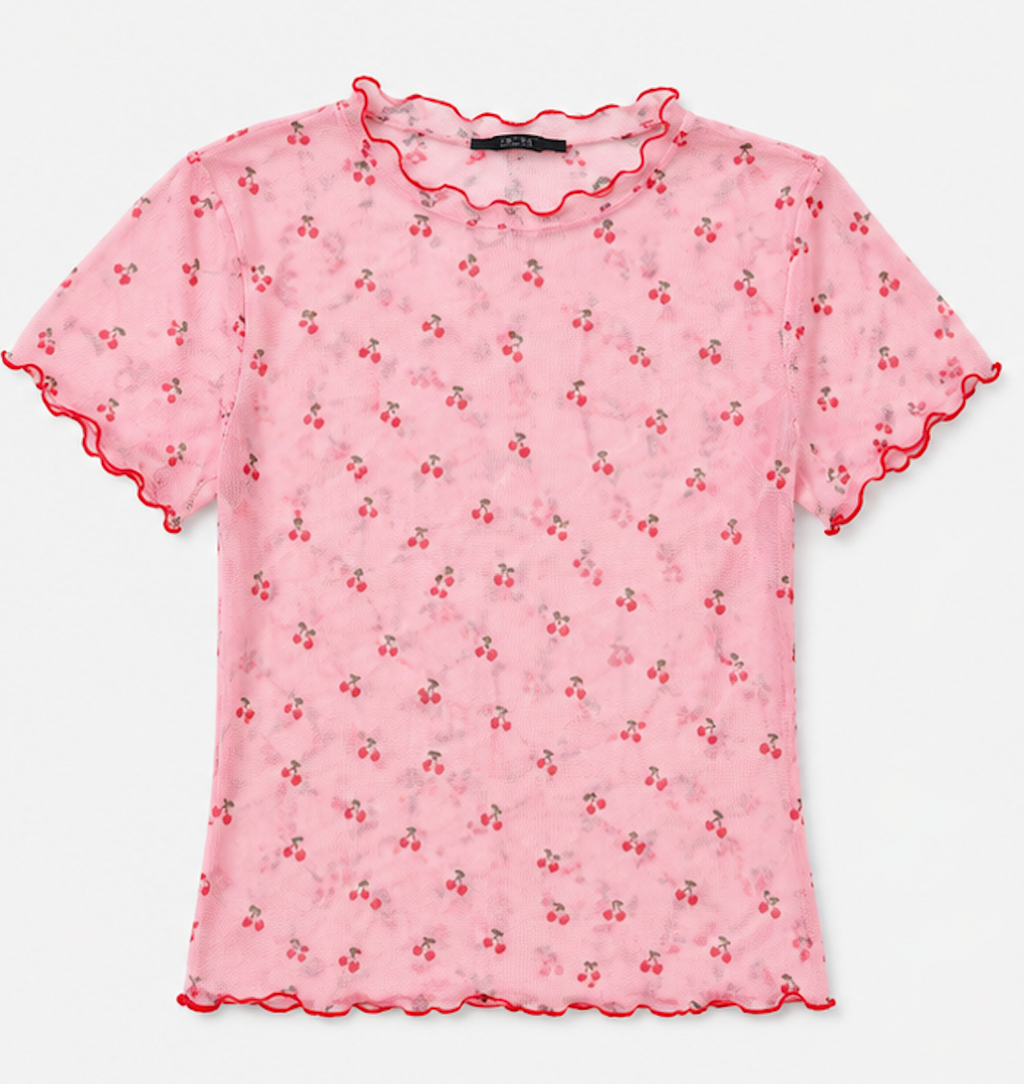 Sheer pink Mesh Short Sleeve T-Shirt, PRIMARK – Size S