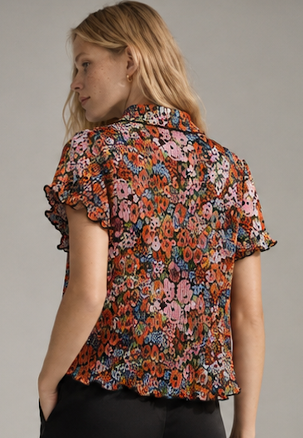 Floral Button-Down Shirt, MONKI – Size XS