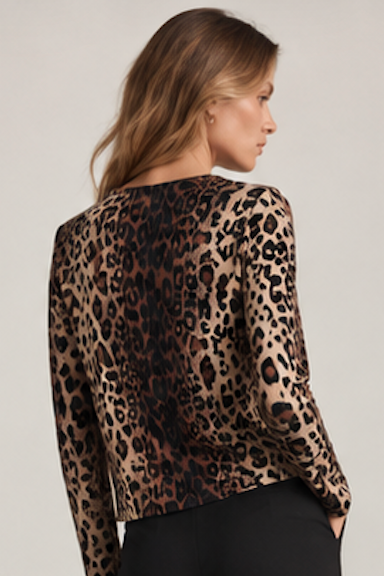 Leopard-print Long Sleeve Tee, CHRISTINA – Size M/L