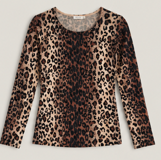 Leopard-print Long Sleeve Tee, CHRISTINA – Size M/L