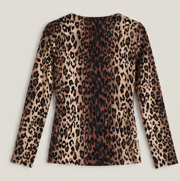 Leopard-print Long Sleeve Tee, CHRISTINA – Size M/L