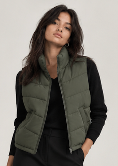Forest green puffer vest, NOISY MAY - Size L