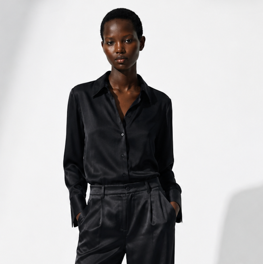 Satin Collard Blouse, H&M - Size S