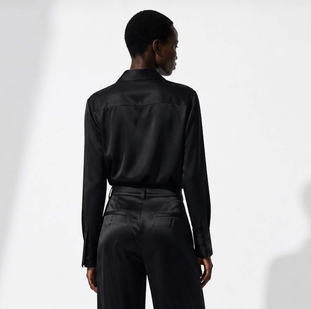 Satin Collard Blouse, H&M - Size S