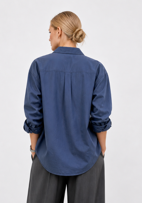 Blue Collared Cotton Blouse, NA-KD - Size
