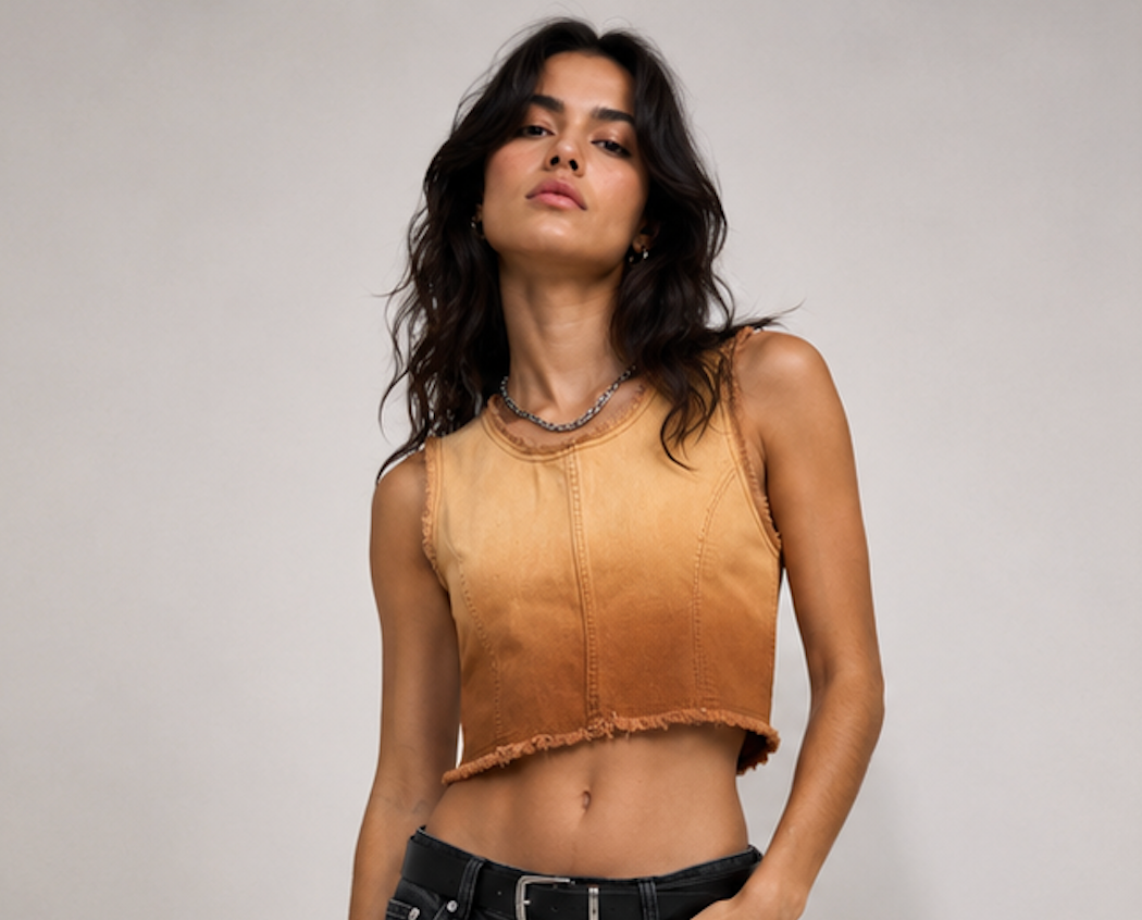 Tan Sleeveless Denim Top, H&M Divided - Size EU S