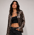 Leopard Print Polyester Blouse, H&M - Size S