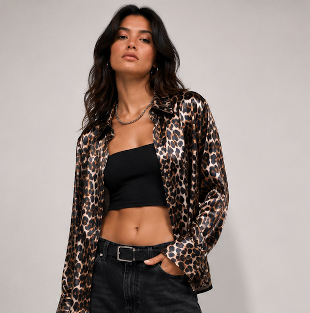 Leopard Print Polyester Blouse, H&M - Size S