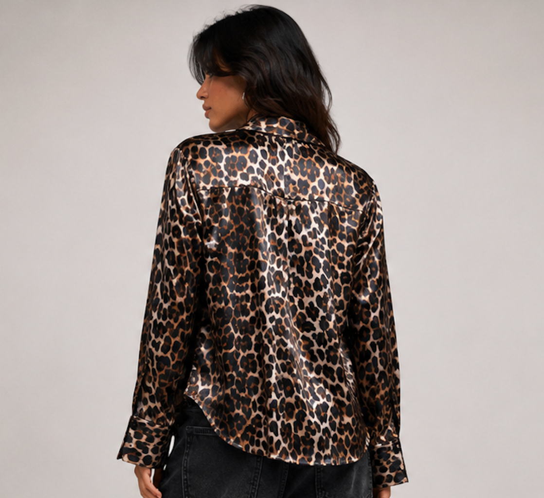 Leopard Print Polyester Blouse, H&M - Size S
