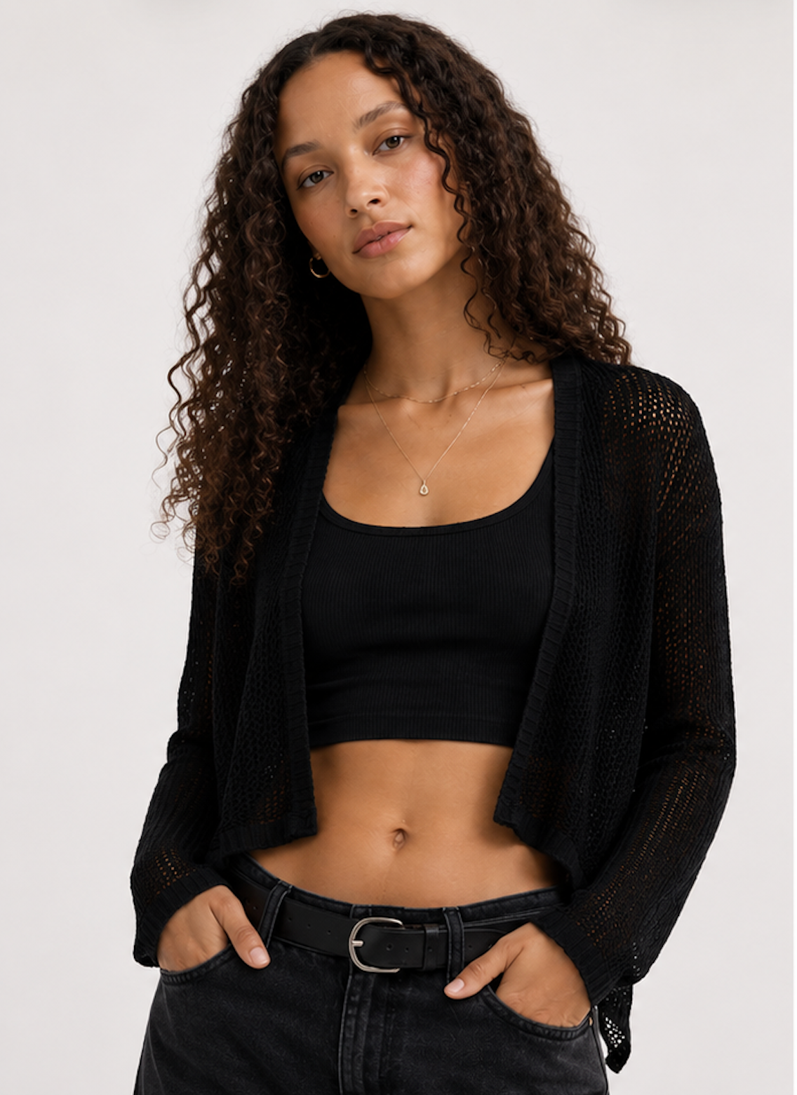 Black Knitted Cardigan, H&M - Size XS