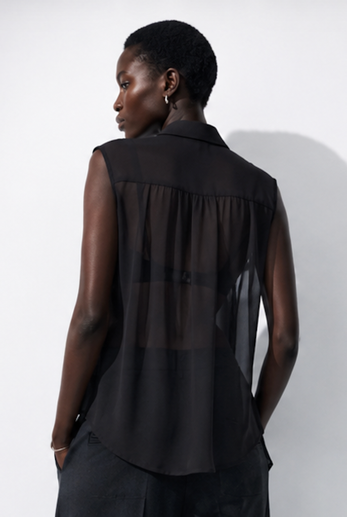 Sheer Sleeveless Button-Down Blouse, H&M - Size S