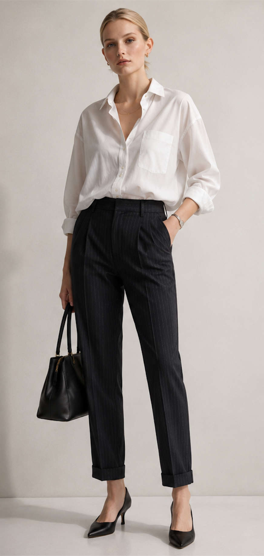 Pinstripe Tapered Dress Pants, ZARA - Size XS
