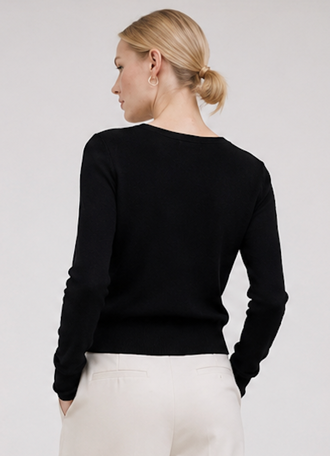 Black Fitted Button Cardigan, Saint Tropez - Size S