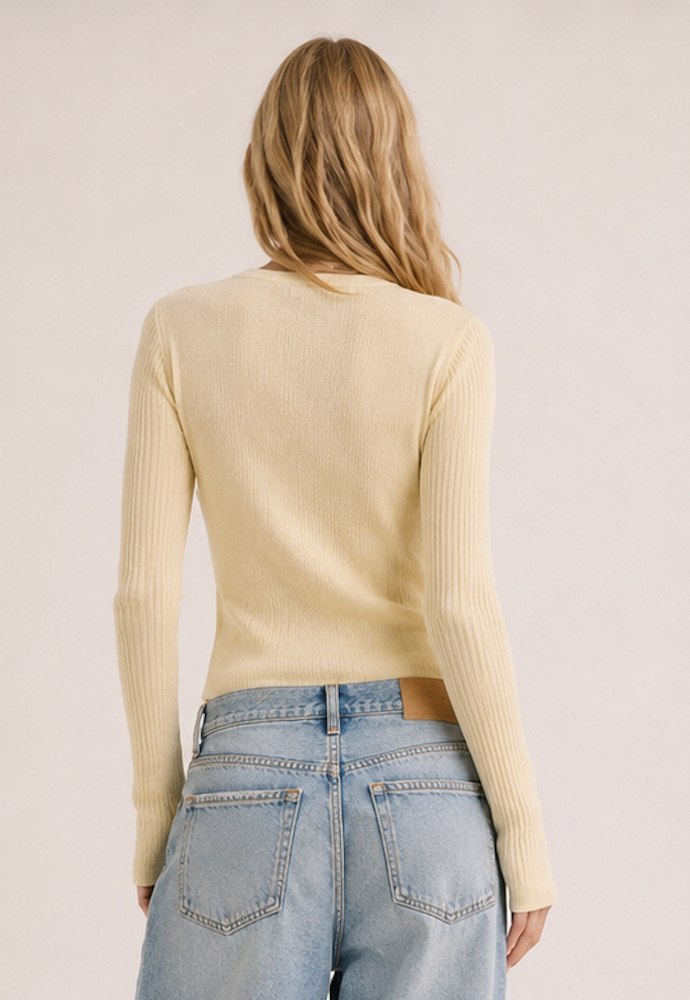 Pastel Yellow ribbed knit long, NA-KD -Size S