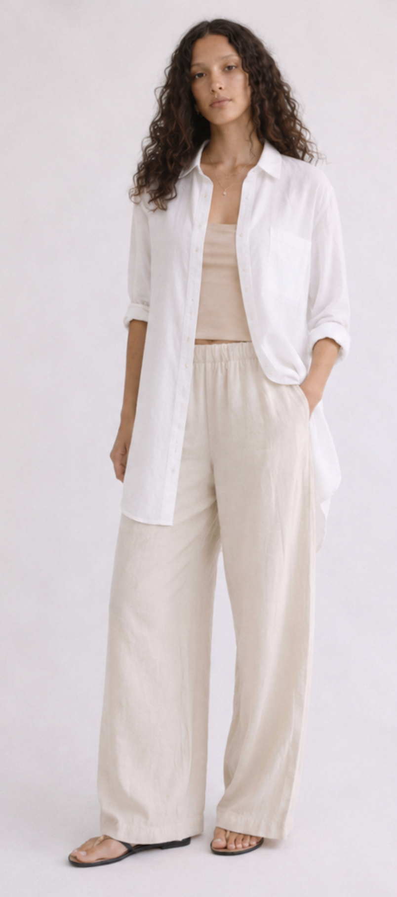 White Linned Blouse, ASOS DESIGN - Size S