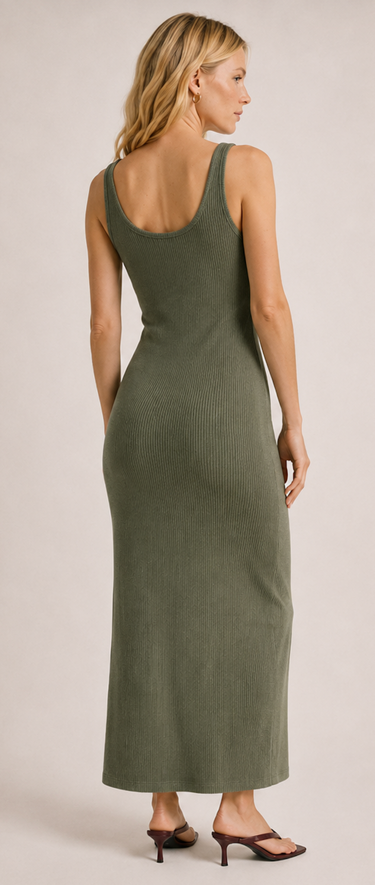 Olive Green ribbed Dress, H&M - Size S