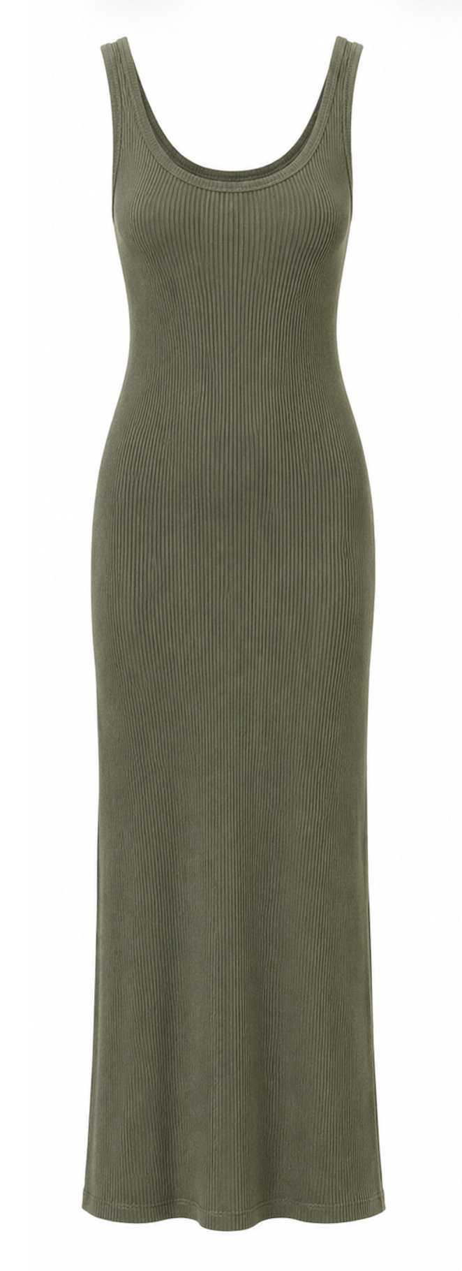 Olive Green ribbed Dress, H&M - Size S