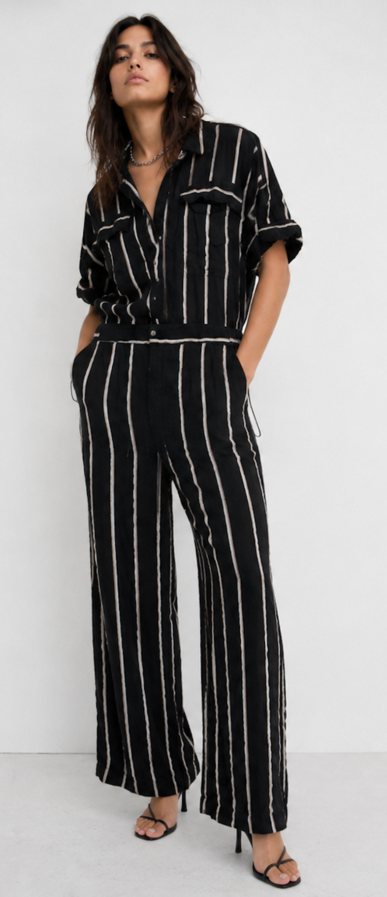 Lightweight Striped Jumpsuit, H&M - Size S