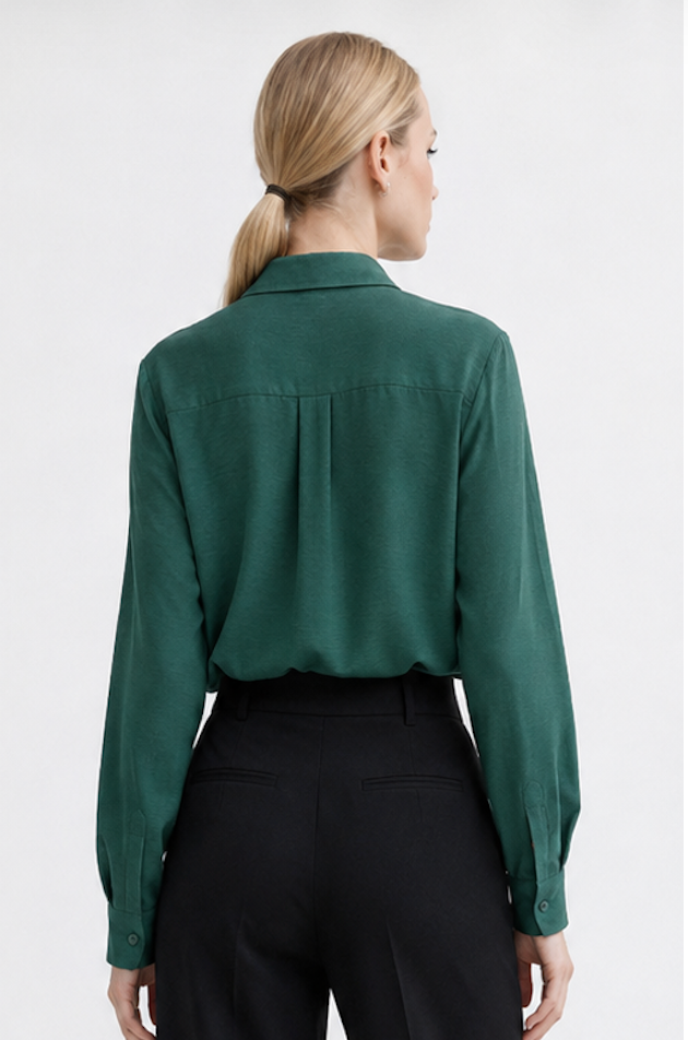Deep Green collared Blouse, WE - Size S