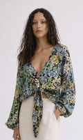 Front-Tie Floral Crop Blouse, H&M - Size S