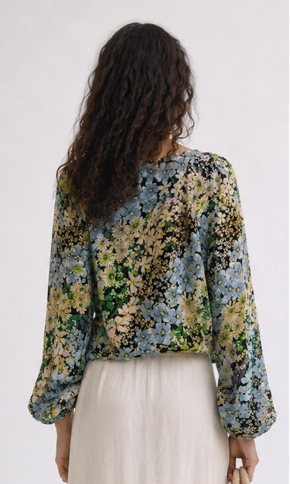 Front-Tie Floral Crop Blouse, H&M - Size S