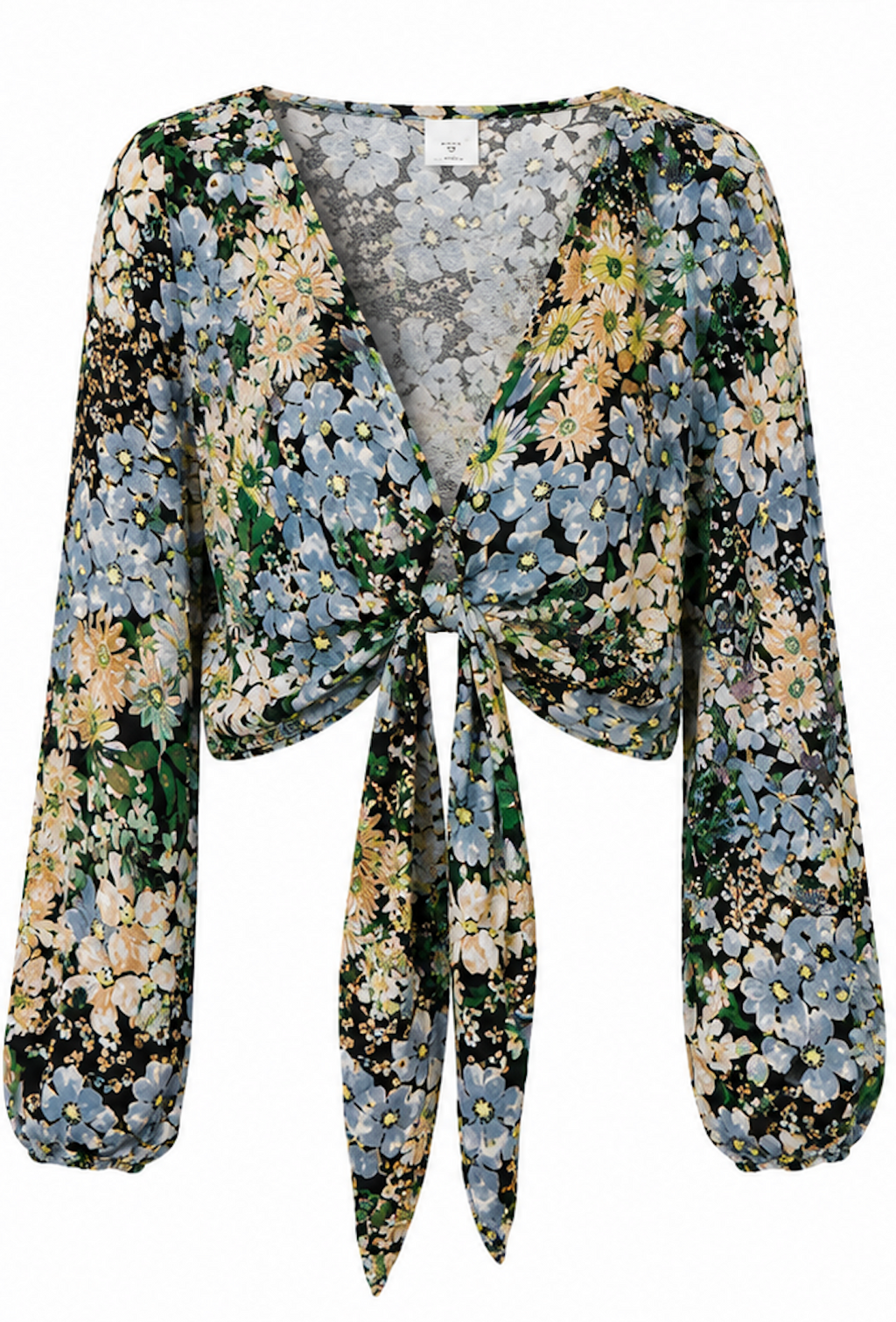 Front-Tie Floral Crop Blouse, H&M - Size S