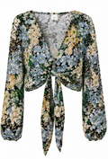 Front-Tie Floral Crop Blouse, H&M - Size S