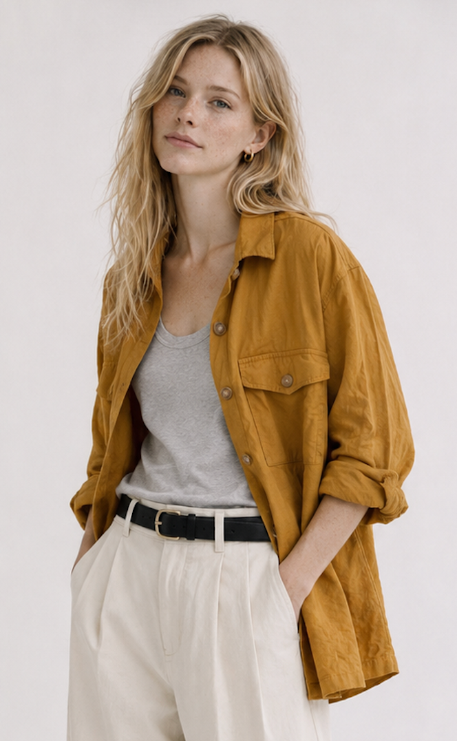 Mustard Cotton Overshirt, H&M – Size XS