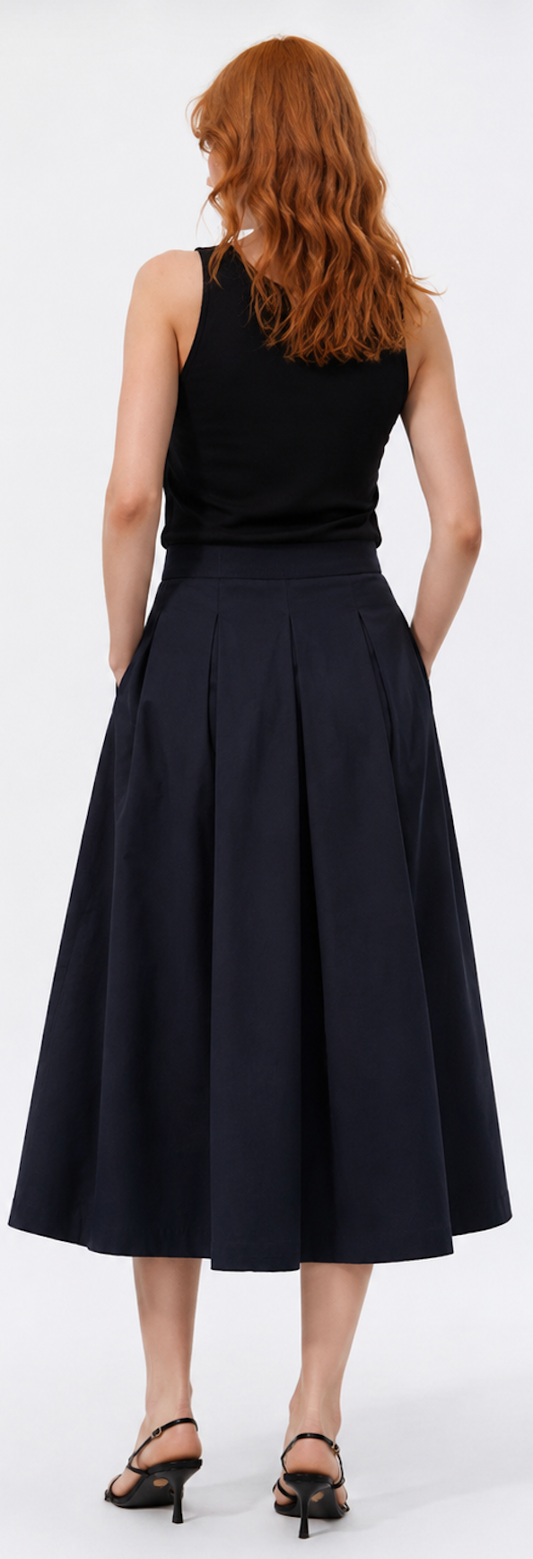 Classic Navy midi skirt, COS - Size XS