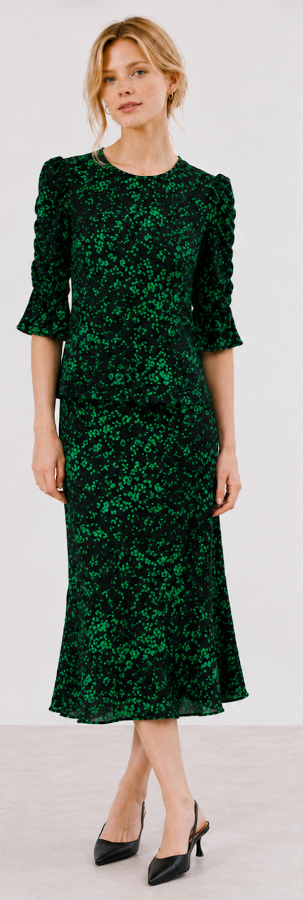 Black and Green Feminin Skirt, Lindex - Size XS