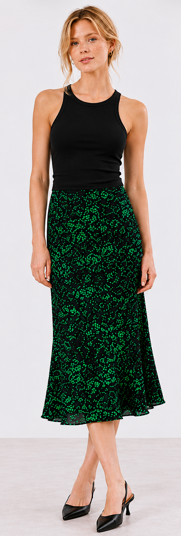 Black and Green Feminin Skirt, Lindex - Size XS