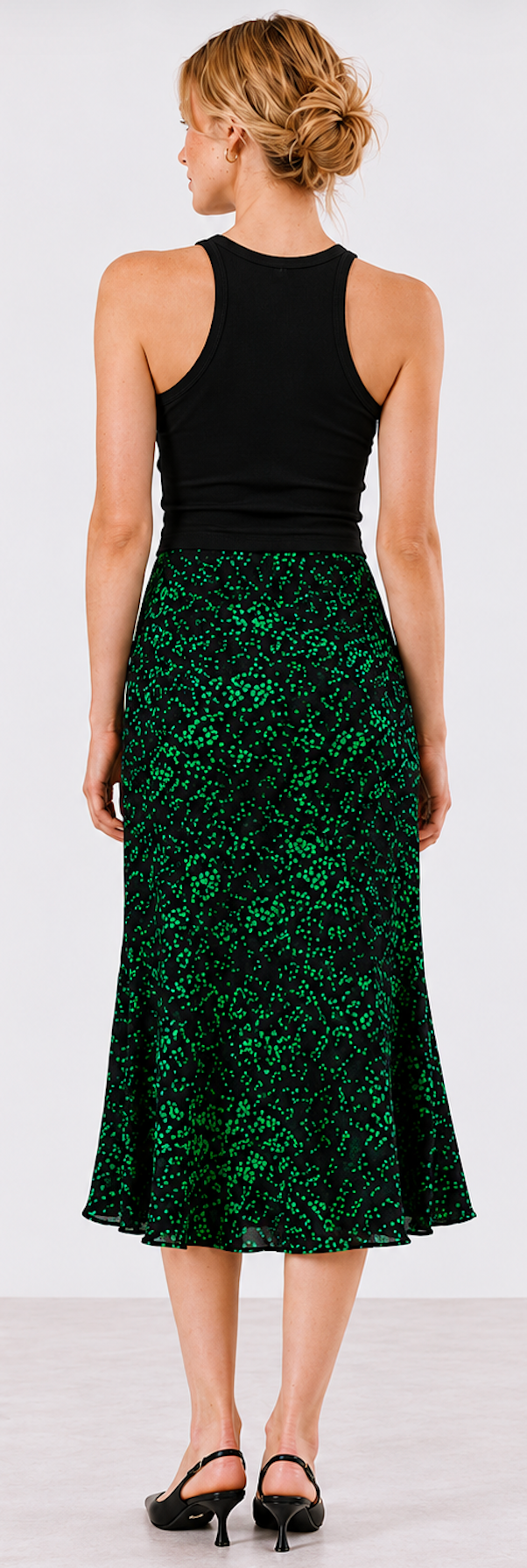 Black and Green Feminin Skirt, Lindex - Size XS