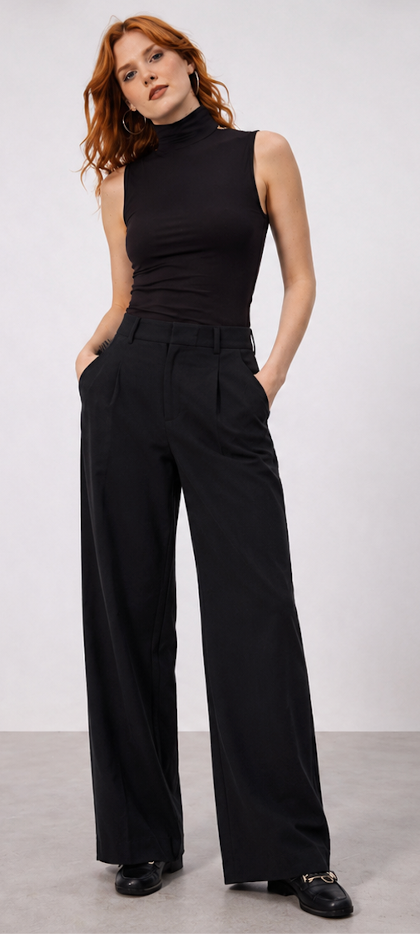 Black Wide Leg Pants, H&M - Size S