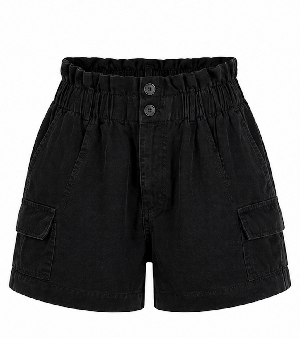 Black Paperbag High-Waist Shorts, H&M- Size EU 36