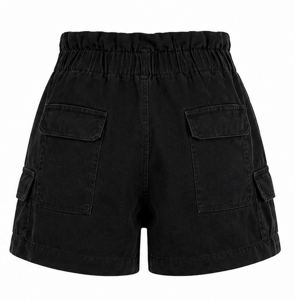Black Paperbag High-Waist Shorts, H&M- Size EU 36