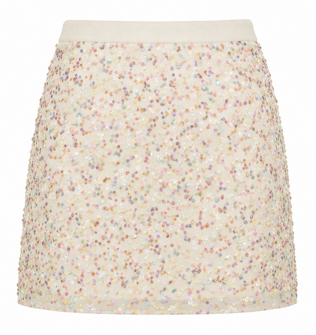 Sequin Mini Skirt in Nude, H&M – Size S