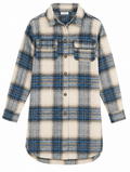 Blue & Creme Plaid longline Overshirt, GRUNT – Size S