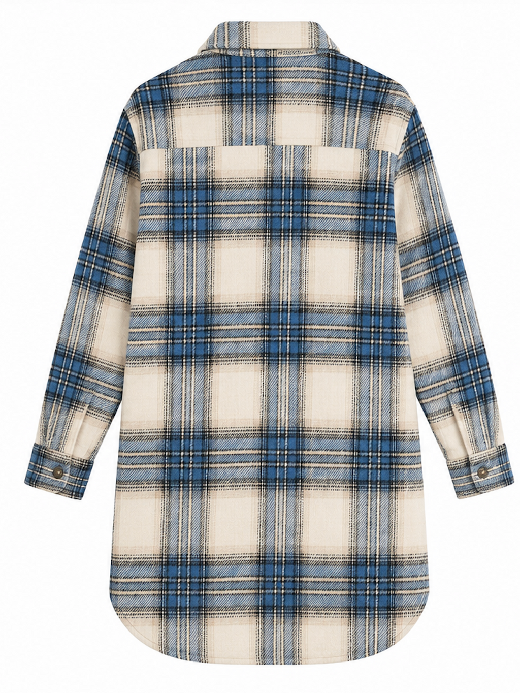 Blue & Creme Plaid longline Overshirt, GRUNT – Size S